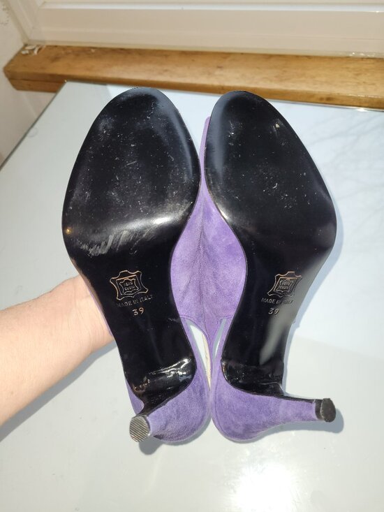 Vintage Purple Suede Slingbacks with Rosette Detail Size EU 39 - Picture 9 of 11